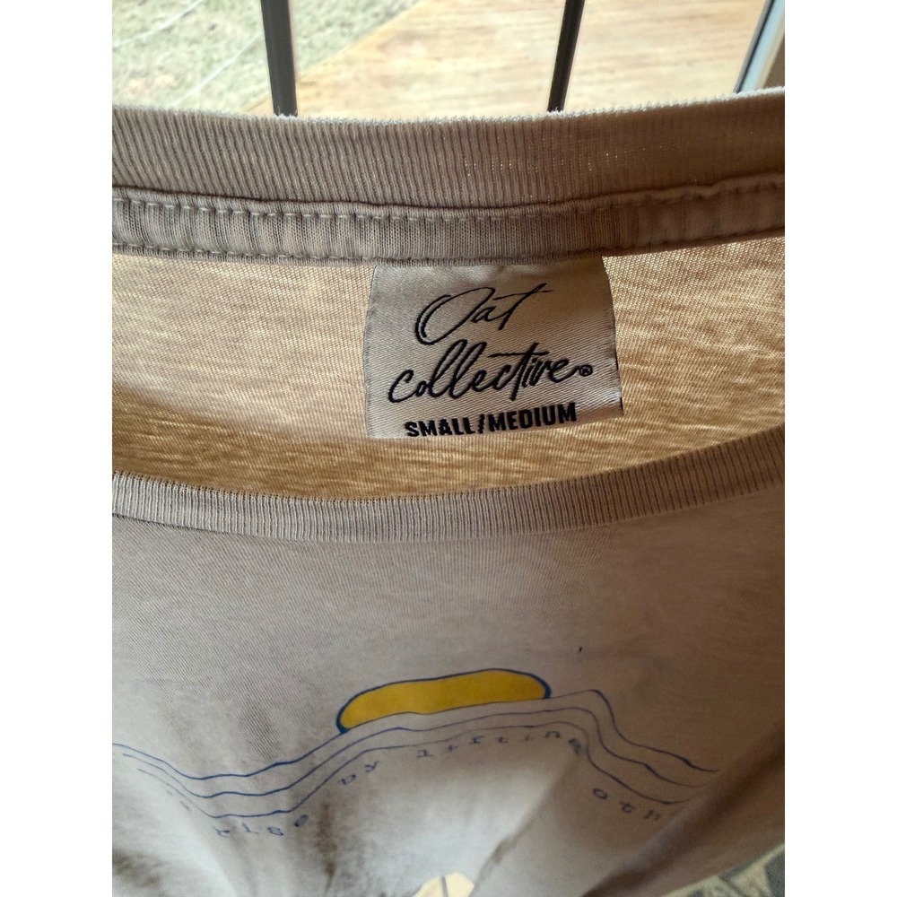 Oat Collective We Rise By Lifting Others Graphic Tee Tan Mineral Wash S/M